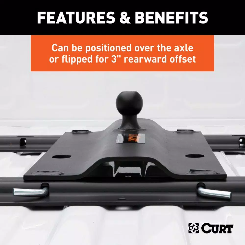 CURT Bent Plate 5th Wheel Rail Gooseneck Hitch with 2-5/16" Offset Ball