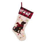 Glitzhome 21 in. LED Embroidered Linen Christmas Stocking - Dog Theme thumbnail 2
