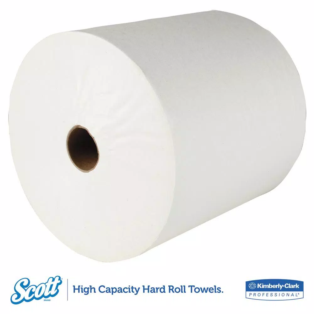 Scott Essential High Capacity Hard Roll Paper Towels, 8" x 1000ft, 1.5" Core, White (6 Rolls per Carton)