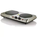 Ovente 1700W Double Electric Hot Plate, Infrared Glass Cooktop with 2 Burners, Silver thumbnail 1