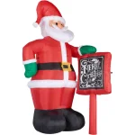 Fraser Hill Farm 10 ft. Santa Claus with Sign Christmas Inflatable with White Lights thumbnail 6