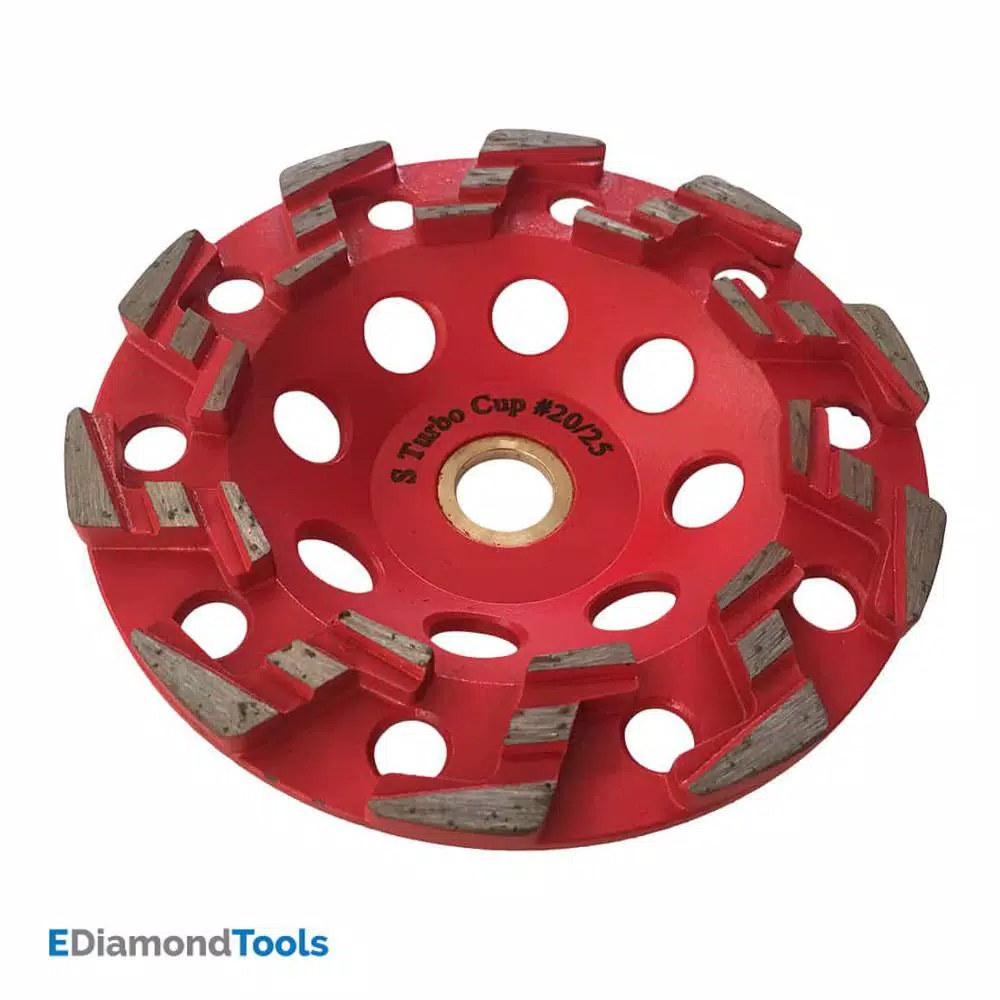 EDiamondTools 7 in. Aggressive S Segment Diamond Grinding Wheel for Concrete & Coating Removal, 5/8"-11 Threaded Arbor