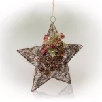 Alpine Corporation 20 in. Rustic Pinecone Christmas Star Hanging Decor thumbnail 1