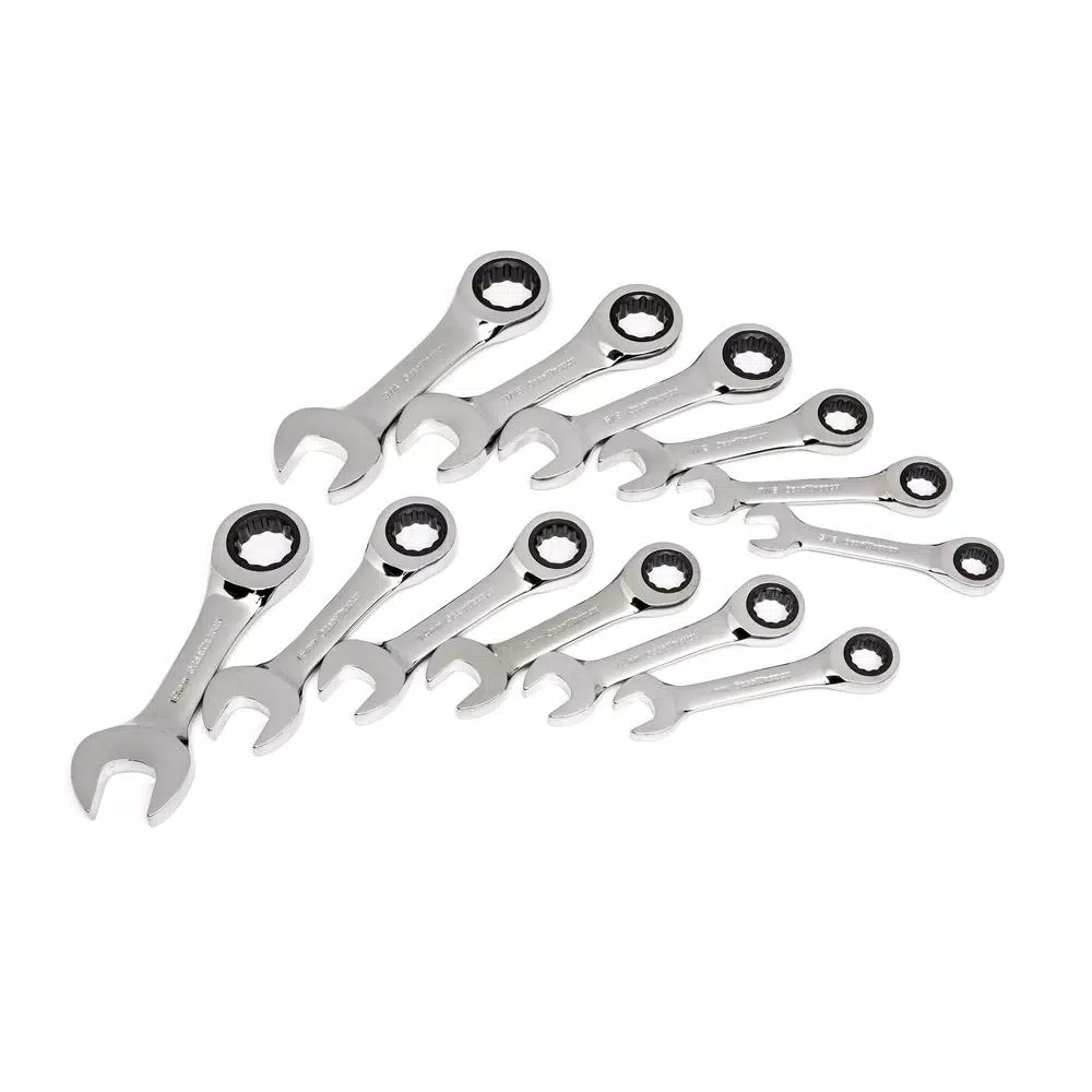 GEARWRENCH 14-Piece Stubby Combination Ratcheting Wrench Set, SAE & Metric