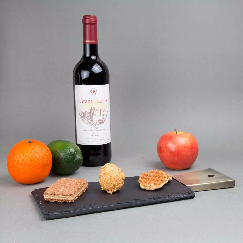 Creative Home Natural Black Slate Cheese Serving Board with Copper Trim Handle, 13 x 5 in.