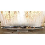 LITTON LANE Modern Reflections 36 in. Polished Silver Aluminum Canoe-Shaped Decorative Bowled Tray thumbnail 5