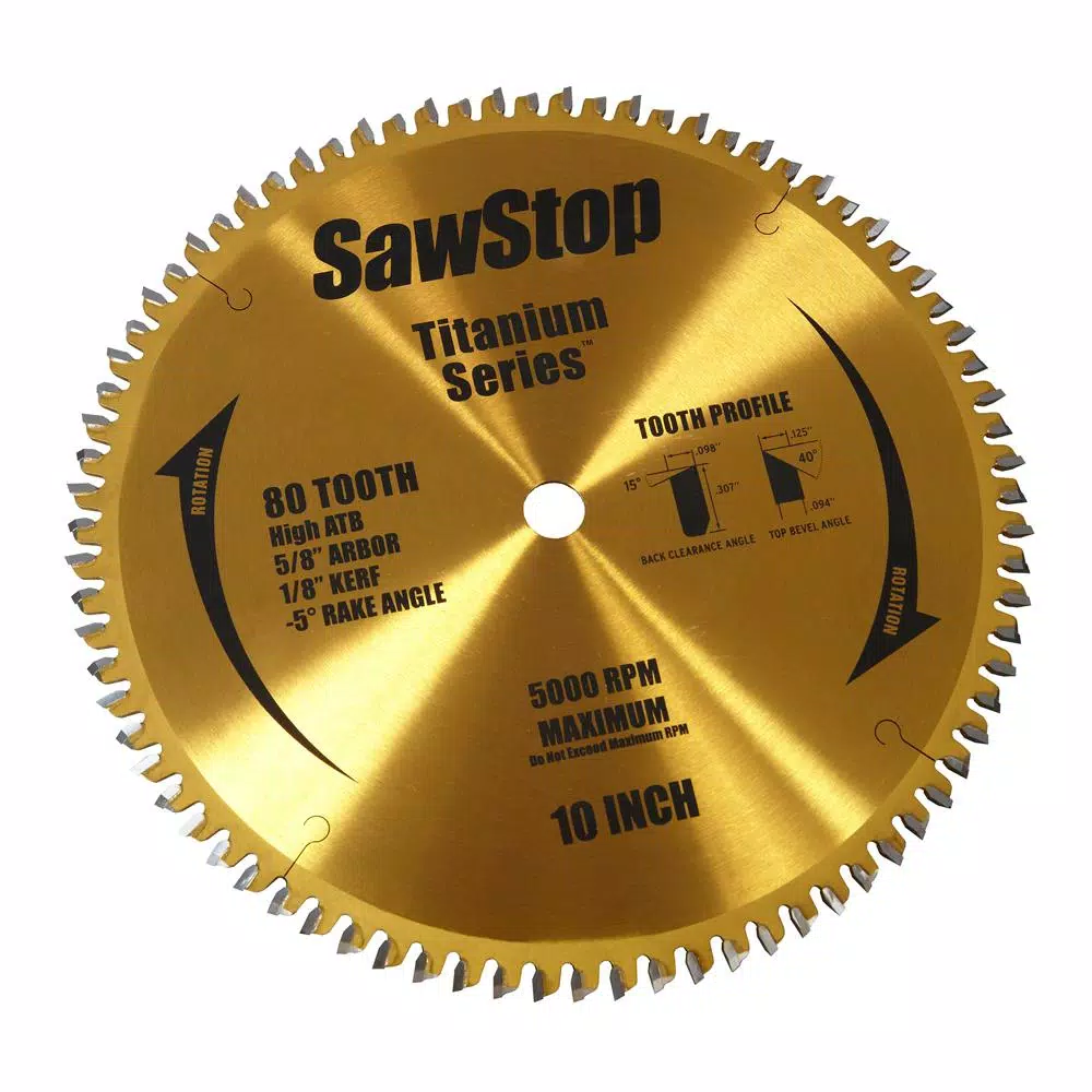 SawStop 10 in. Titanium Series 80-Tooth Premium Woodworking Table Saw Blade