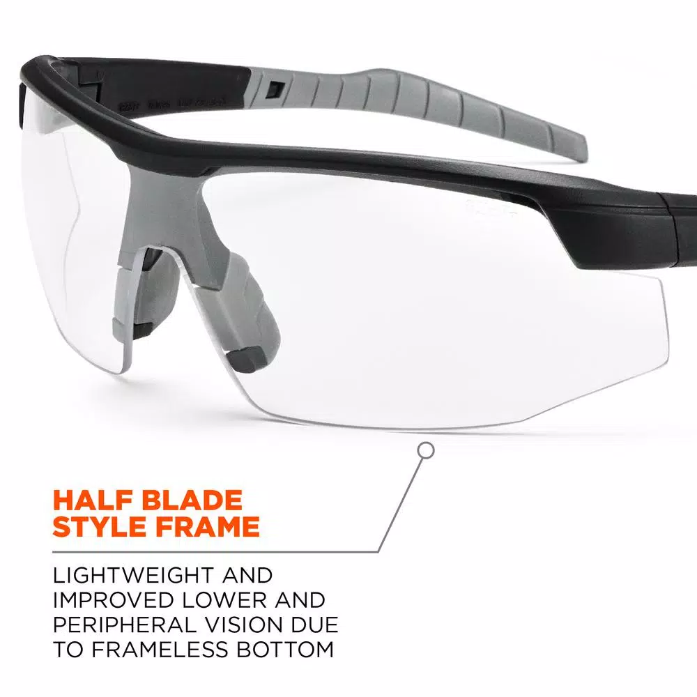 Ergodyne Skullerz Skoll Matte Black Safety Glasses with Clear Lens - ANSI Z87.1 Certified