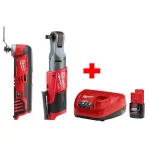 Milwaukee M12 FUEL 1/2 in. Ratchet & Oscillating Multi-Tool Combo Kit with 2.0Ah Battery & Charger thumbnail 1