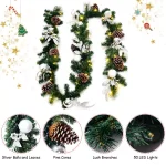 Costway 9 ft. Pre-Lit Artificial Pine Garland with 50 LED Lights, Pinecones, and Berries thumbnail 2