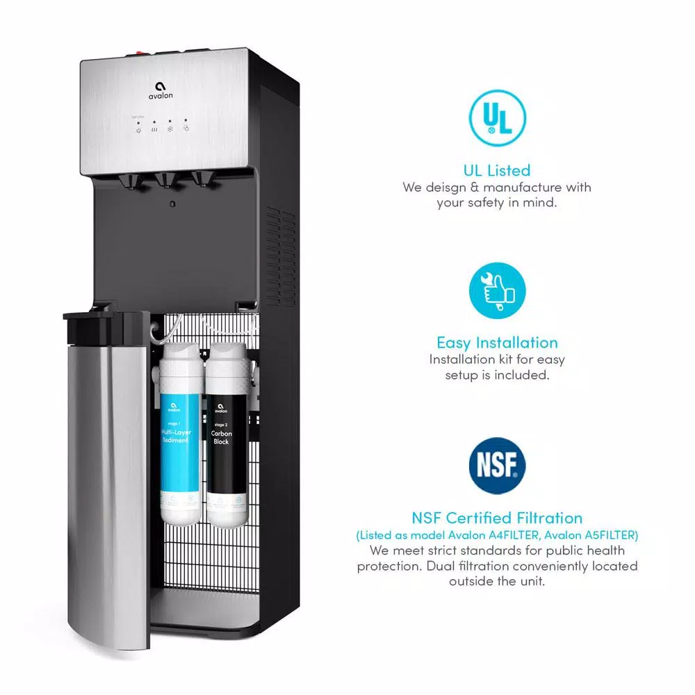 Avalon Self-Cleaning Bottleless Water Cooler - 3 Temperature Settings, Stainless Steel