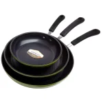Ozeri Green Earth 3-Piece Aluminum Ceramic Nonstick Frying Pan Set, Green thumbnail 7