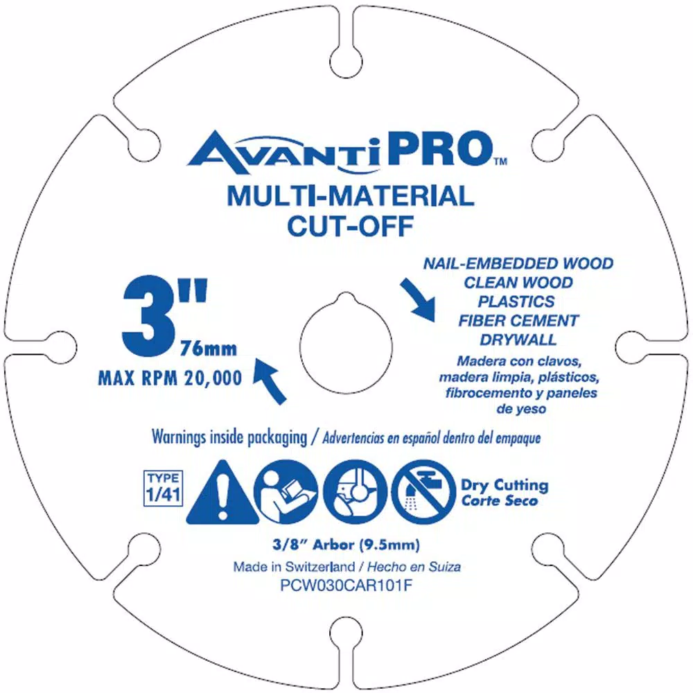 Avanti Pro 3 in. Carbide Grit Multi-Material Cut Off Wheel