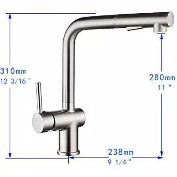 Vanity Art Single-Handle Pull Out Kitchen Faucet, Polished Chrome, Classic Style