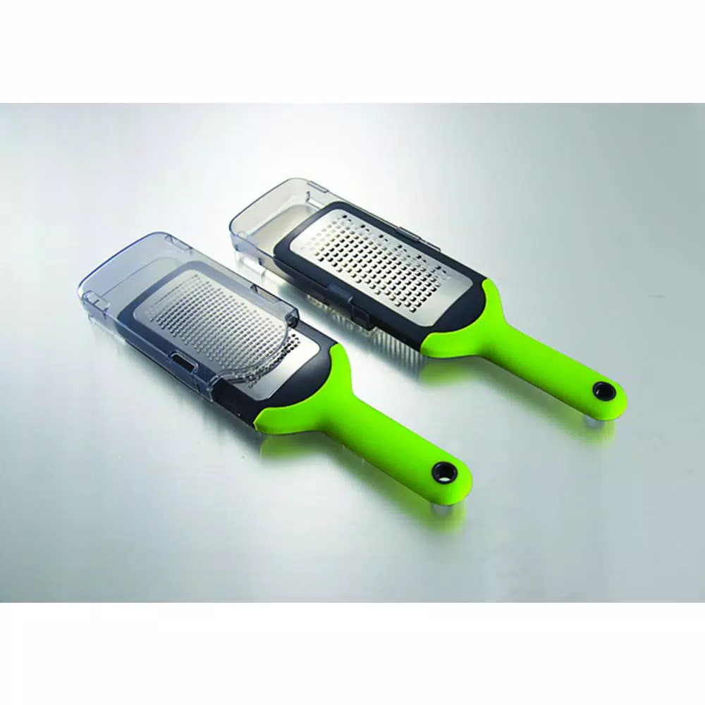 Simposh Stainless Steel Coarse Grater with Ergonomic Comfort Grip Handles and Safety Storage Lid
