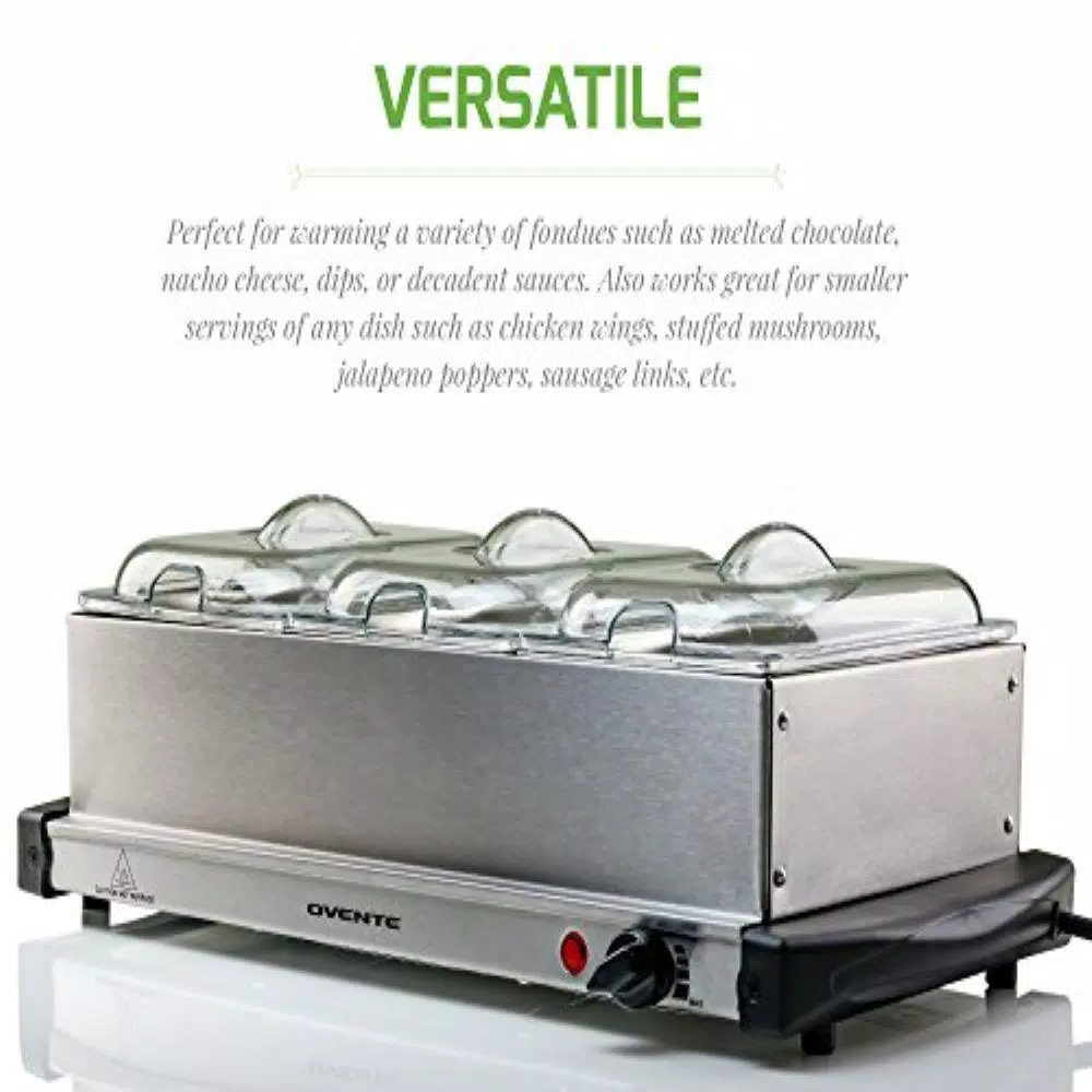 Ovente FW153W 3-Tray Buffet Server with Stand-Alone Warming Tray, Stainless Steel