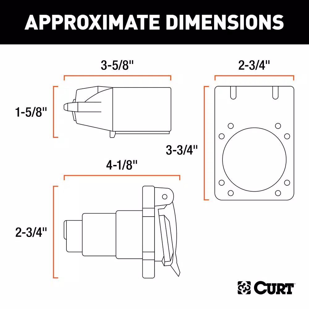 CURT 7-Way RV Blade Connector Plug & Socket Kit with Hardware