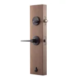 Copper Creek Craftsman Black Front Door Handleset with Contemporary Zane Lever Trim thumbnail 4