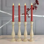 LUMABASE Red LED Taper Candles, Set of 4 - Flameless Flickering Amber Glow Tapers thumbnail 2
