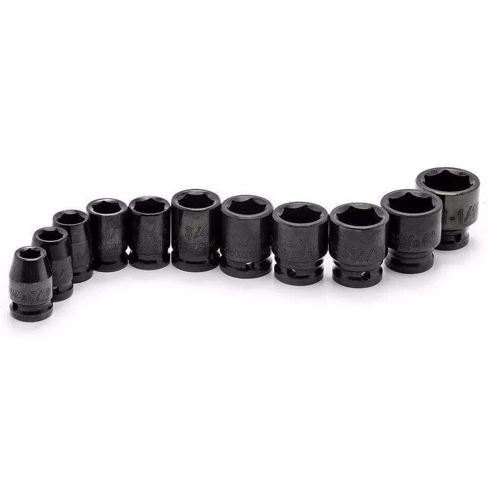 Husky 11-Piece 1/2 in. Drive SAE Standard Impact Socket Set