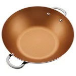 Ayesha Curry Ayesha Home Collection 14 in. Porcelain Enamel Nonstick Aluminum Wok, Brown Sugar thumbnail 1