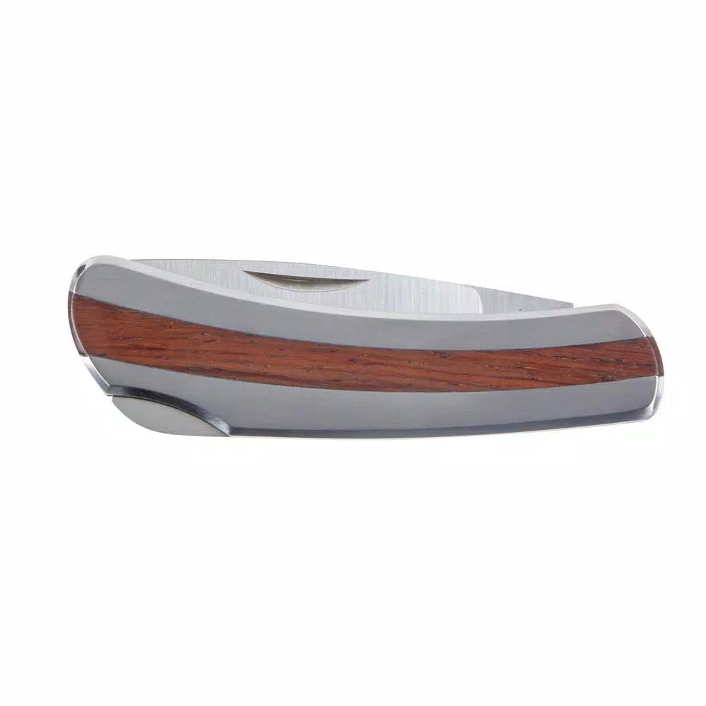 Klein Tools Compact Stainless Steel Pocket Knife with Rosewood Inserts