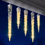 LightShow 8-Light Classic White Shooting Star LED Icicle Light Set, Outdoor, 7.5 ft thumbnail 6