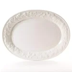Gibson Home Fruitful Durastone 18.75 in. Oval Stoneware Platter, White thumbnail 1