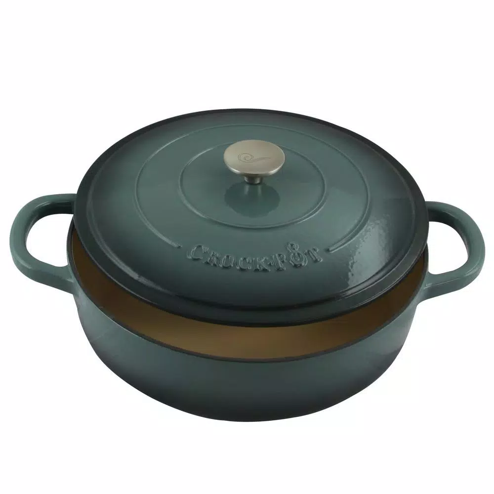 Crock-Pot Artisan 5 Qt. Enameled Cast Iron Round Braiser Pan with Self-Basting Lid