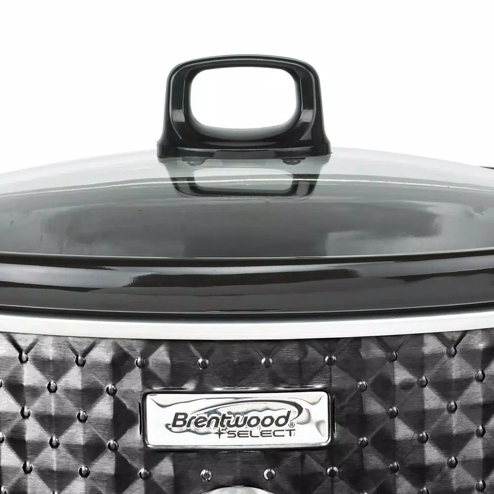 Brentwood Appliances 7 Qt. Black Slow Cooker with Removable Ceramic Pot and Tempered Glass Lid