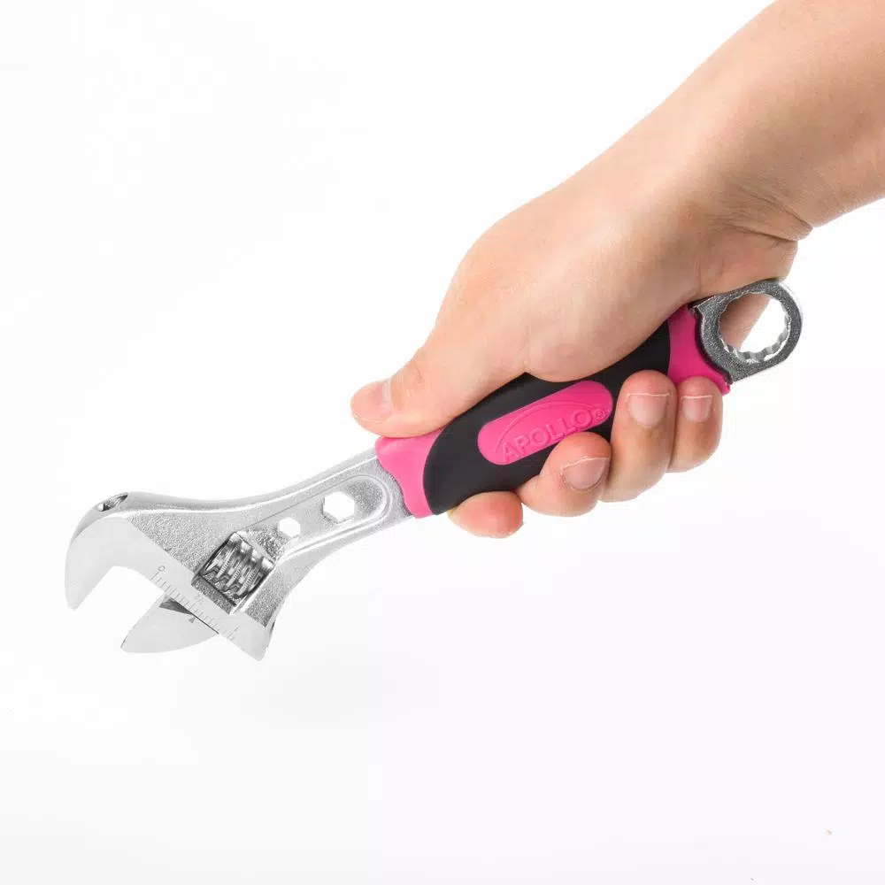 Apollo Tools 2-Piece Pink Adjustable Wrench Set, 6 in. and 8 in.