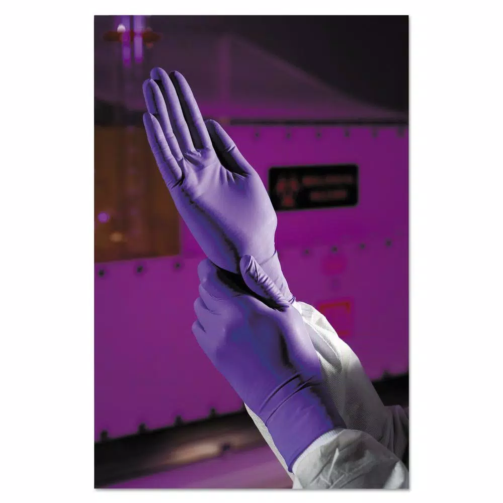 Kimberly-Clark PROFESSIONAL Small Purple Nitrile Disposable Exam Gloves, Textured Fingertips, Beaded Cuff, 100-Count