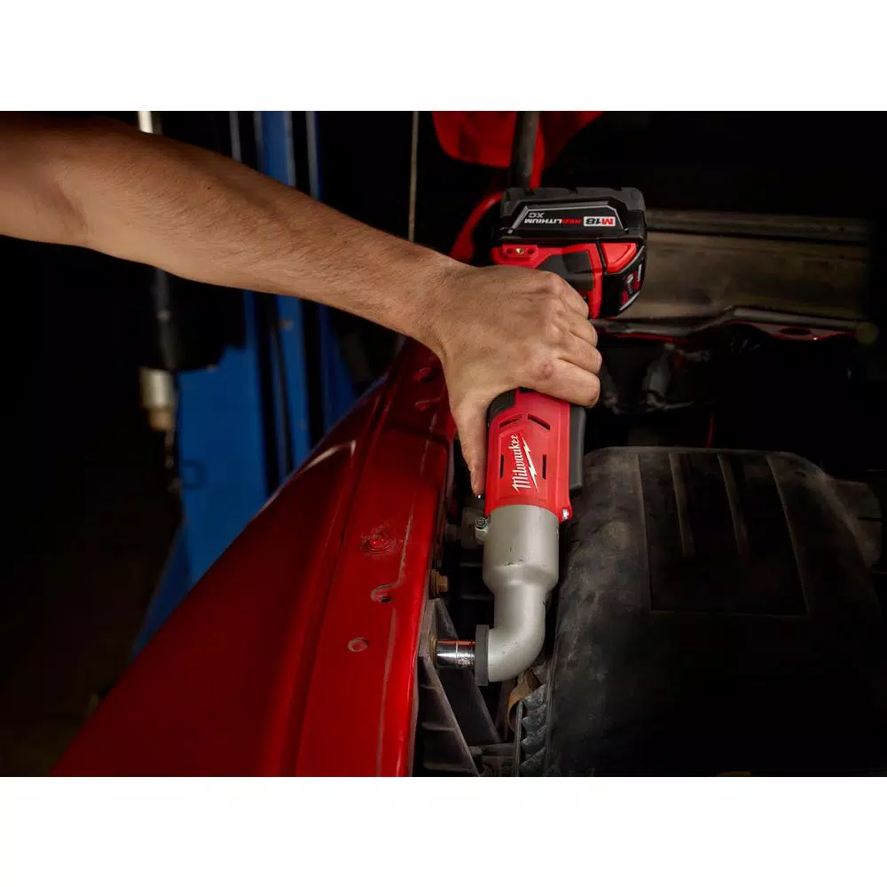 Milwaukee M18 18V Cordless 3/8 in. 2-Speed Right Angle Impact Wrench Kit with (2) 3.0 Ah Batteries, Charger, and Hard Case
