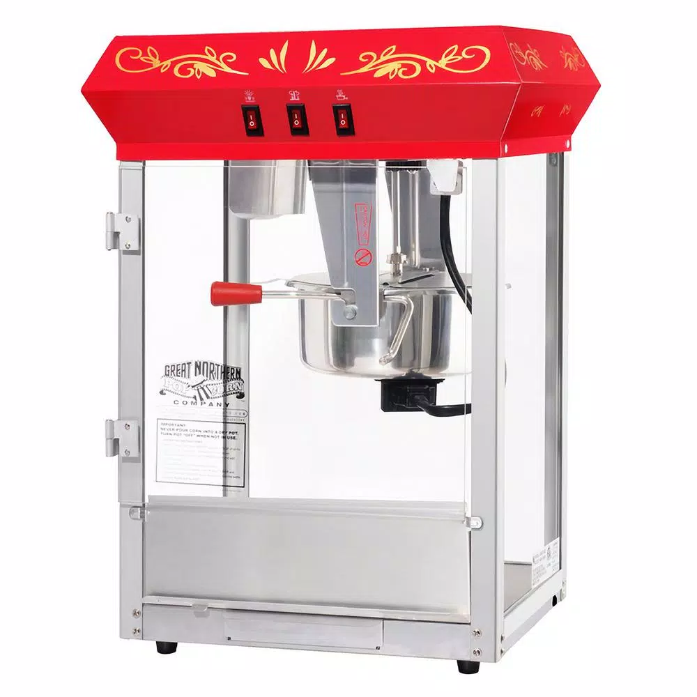 Great Northern Popcorn 850-Watt Antique Style Countertop Popcorn Machine, 8 oz. Red
