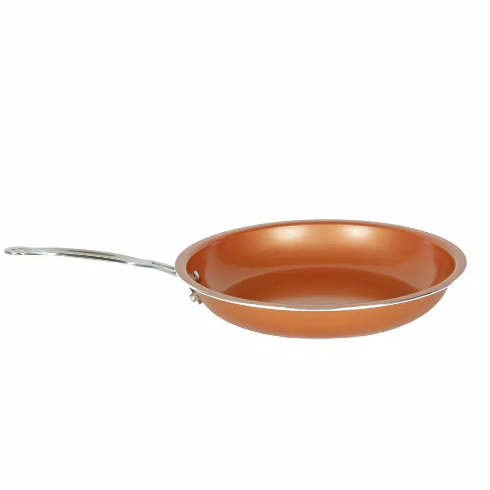 MasterPan Original Copper Pan 12 in. Aluminum Nonstick Ceramic Frying Pan, Copper Finish