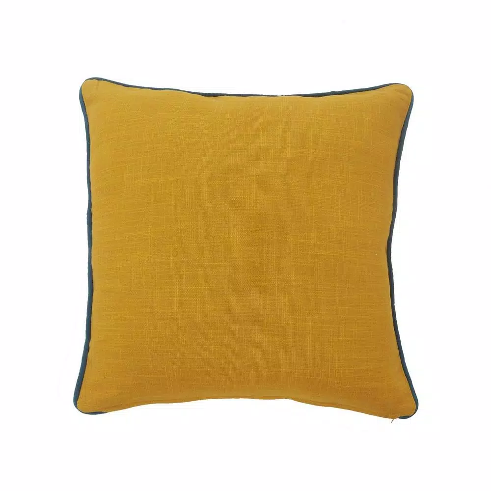 LR Home Scenic Yellow Floral Birds Throw Pillow - 20 x 20 in. Cotton Square Accent Pillow