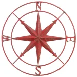 3R Studios 41 in. Compass Rose Metal Wall Plaque - Distressed Red Wall Decor thumbnail 1