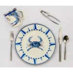 Golden Rabbit Blue Crab Enamelware 10.5 in. Round Dinner Plate Set of 4 thumbnail 4