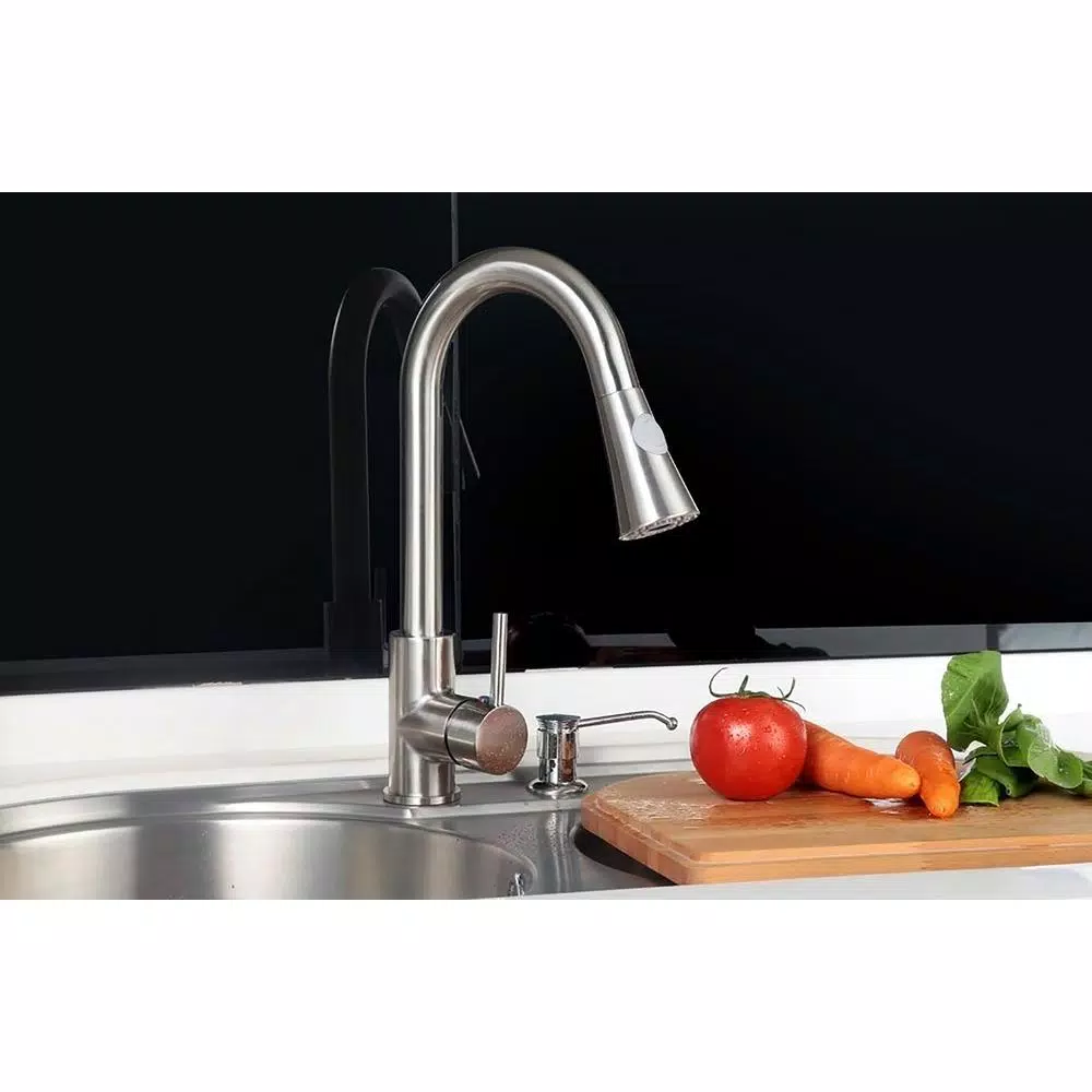 Vanity Art Brushed Nickel Single-Handle Pull-Down Kitchen Faucet with 360 Degree Swivel Spout