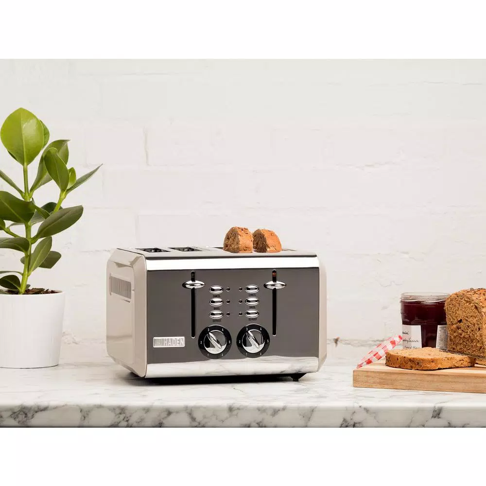 Haden Cotswold 4-Slice Wide Slot Retro Toaster, 1500W, Putty