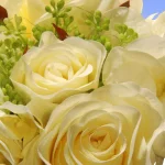 National Tree Company 12.2 in. Mixed Cream Rose and Hydrangea Silk Flower Bouquet thumbnail 2