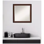 Amanti Art Cyprus 23 in. W x 23.12 in. H Square Beveled Edge Wood Bathroom Vanity Mirror, Dark Brown Walnut thumbnail 7