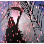 Haunted Hill Farm 18 in. Animated Grim Reaper Shadowbox with Spooky Music and LED Lights thumbnail 2