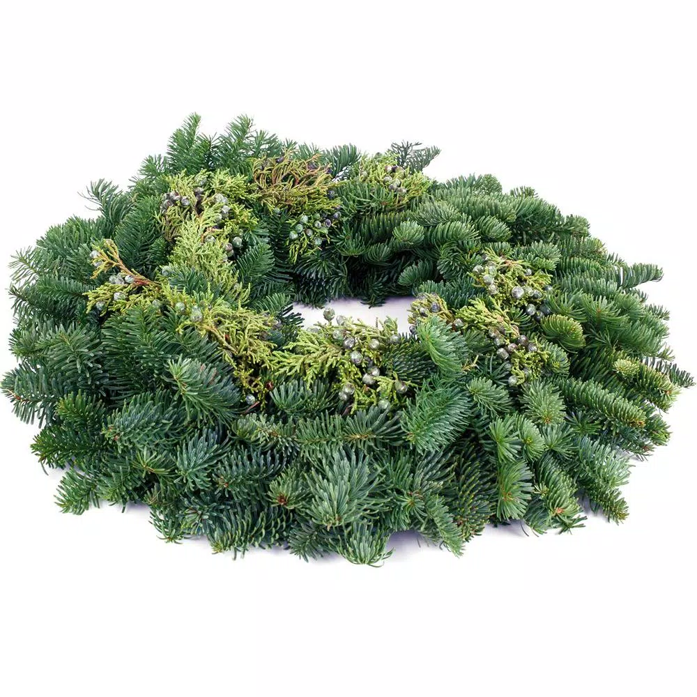 VAN ZYVERDEN 20 in. Fresh Cut Pacific Northwest Juniper and Noble Fir Christmas Wreath