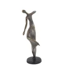 LITTON LANE 12 in. Female Dancer Polystone Sculpture with Distressed Brass Finish thumbnail 5
