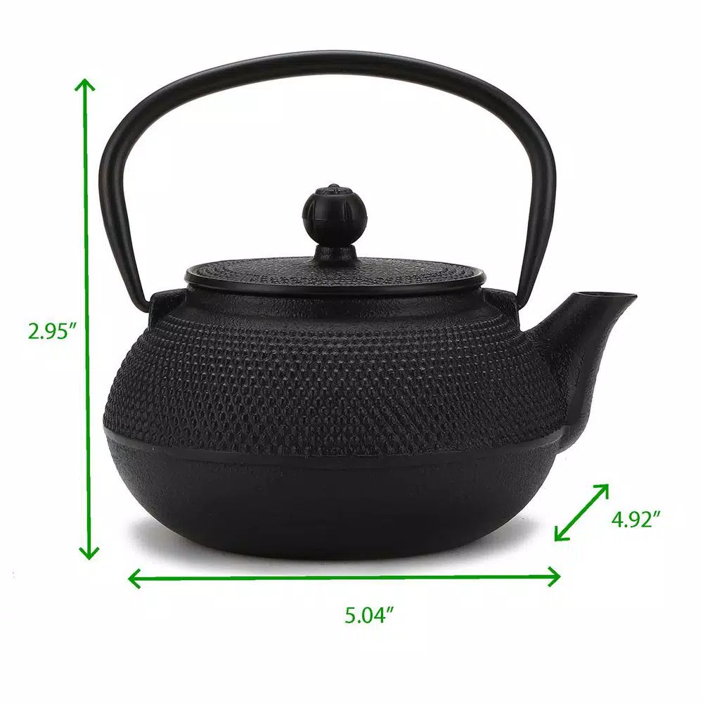 Mind Reader 2.5-Cup Black Japanese Style Cast Iron Tetsubin Teapot with Infuser