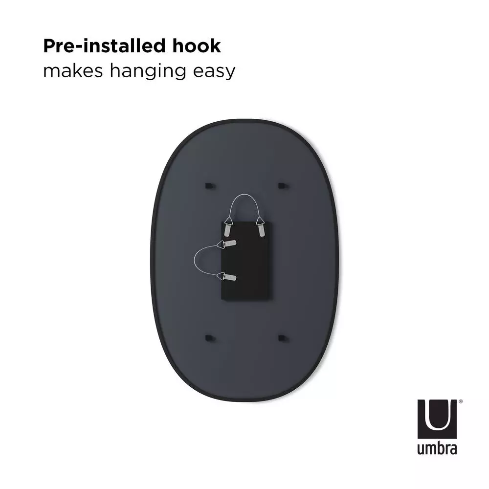 Umbra Hub Oval Modern Black Mirror with Rubber Rim, 36 in. x 24 in.