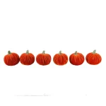 Flora Bunda 3 in. Fall Harvest Orange Velvet Pumpkins Set of 6 - Indoor Tabletop Decor thumbnail 3