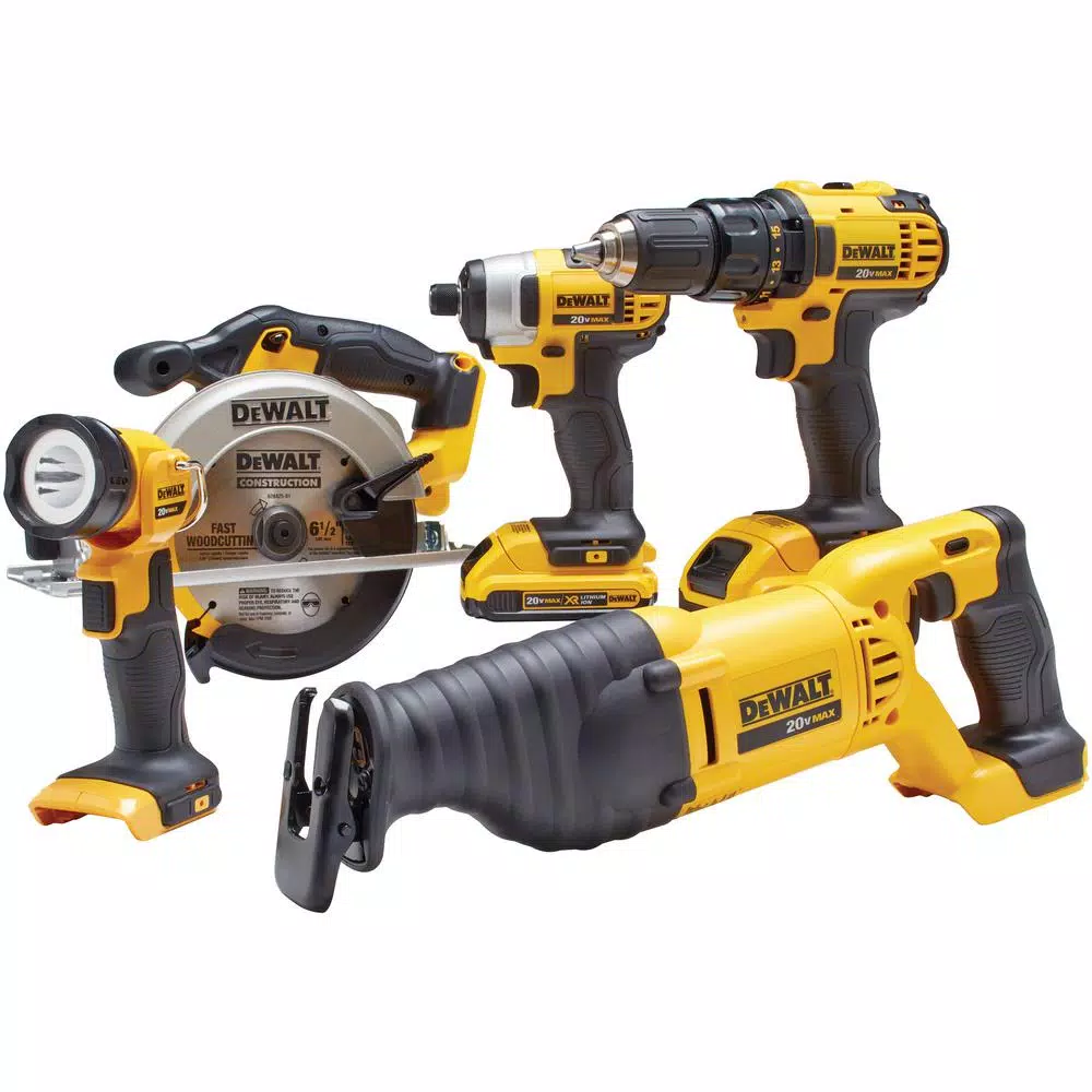 DEWALT 20V MAX Cordless 5-Tool Combo Kit with 2 Batteries and Charger