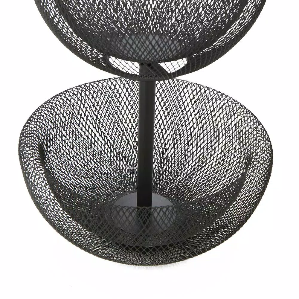 Mind Reader Black 2-Tier Mesh Metal Fruit Bowl, Round Decorative Wire Basket